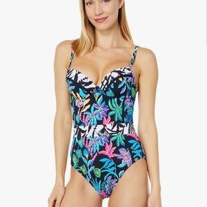 Lilly Pulitzer Palma One Piece Swimsuit Sz 8 NWT Onyx Paradise Glow Print